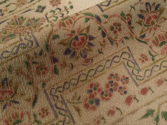 平和屋着物●訪問着 更紗吉祥花文 正絹 逸品 CAAW7543yc