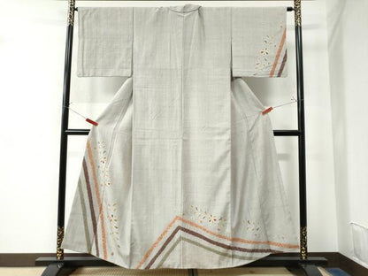 平和屋着物●訪問着 紬地 絞り 舞花吉祥文 正絹 逸品 CAAW7548yc