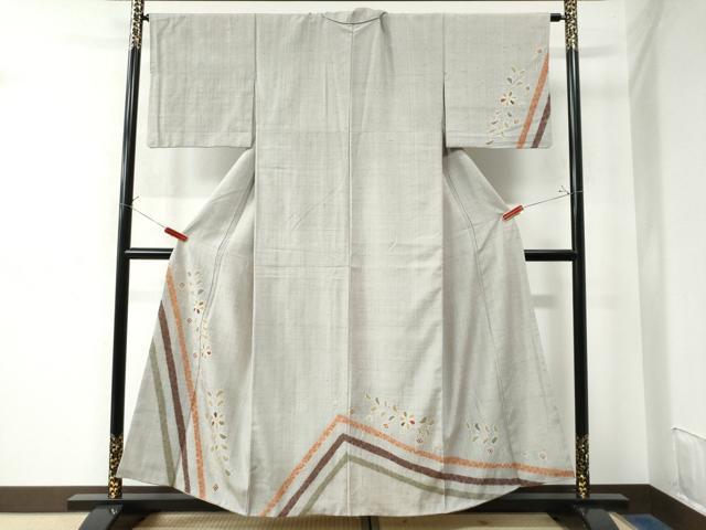 平和屋着物●訪問着 紬地 絞り 舞花吉祥文 正絹 逸品 CAAW7548yc