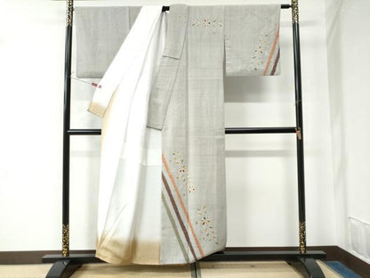 平和屋着物●訪問着 紬地 絞り 舞花吉祥文 正絹 逸品 CAAW7548yc