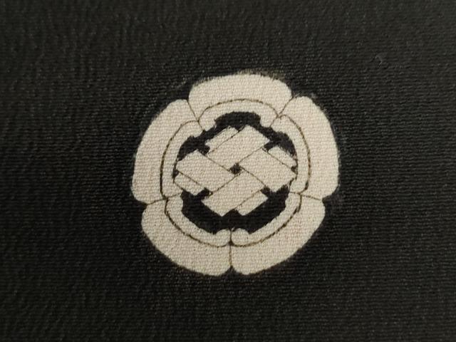 平和屋着物●アンティーク　大正ロマン　黒留袖　駒刺繍　飛鶴檜扇牡丹吉祥花文　金彩　正絹　逸品　CAAW7591yc