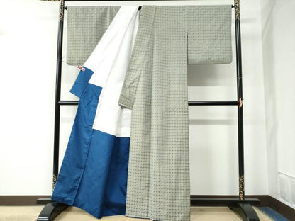 平和屋着物●花織　紬　ミンサー柄　格子吉祥文　正絹　逸品　CAAW7594yc
