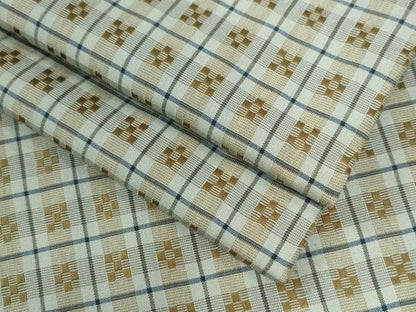 平和屋着物●花織　紬　ミンサー柄　格子吉祥文　正絹　逸品　CAAW7594yc