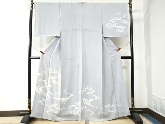 平和屋着物●訪問着 駒刺繍 立波文 鬼しぼ縮緬 正絹 逸品 CAAW7597yc