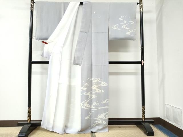 平和屋着物●訪問着 駒刺繍 立波文 鬼しぼ縮緬 正絹 逸品 CAAW7597yc