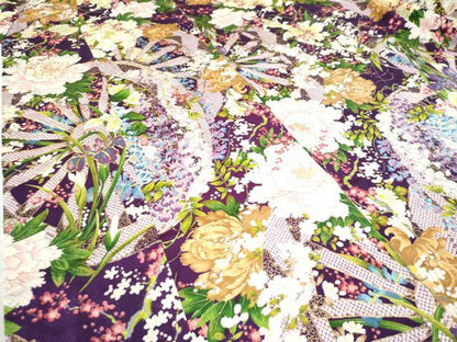 平和屋着物●豪華振袖　駒刺繍　源氏車牡丹花文　金彩　正絹　逸品　CAAW7601yc
