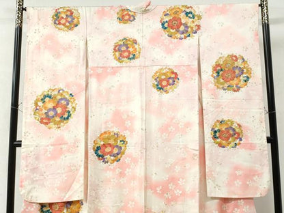 平和屋着物●豪華振袖　駒刺繍　花丸文　暈し染め　金彩　正絹　逸品　CAAW7603yc