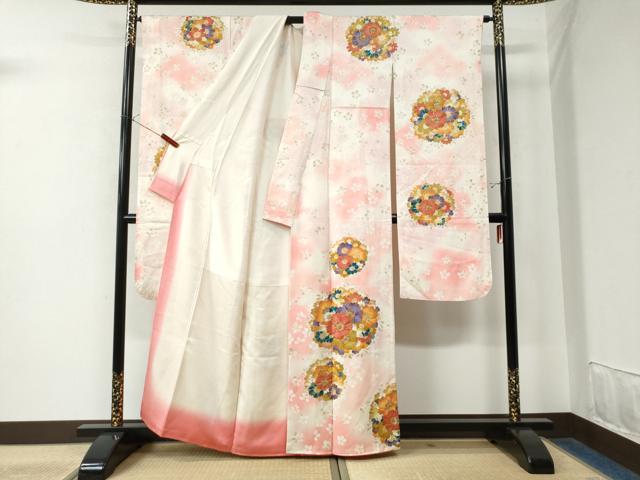 平和屋着物●豪華振袖　駒刺繍　花丸文　暈し染め　金彩　正絹　逸品　CAAW7603yc
