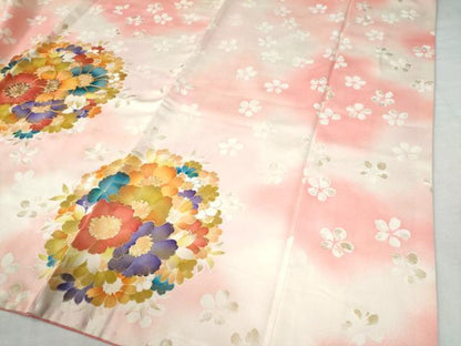 平和屋着物●豪華振袖　駒刺繍　花丸文　暈し染め　金彩　正絹　逸品　CAAW7603yc