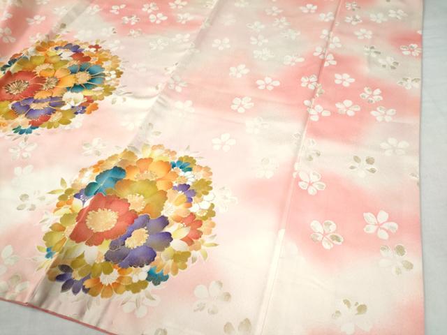 平和屋着物●豪華振袖　駒刺繍　花丸文　暈し染め　金彩　正絹　逸品　CAAW7603yc