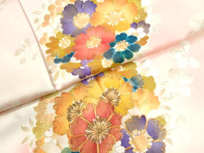 平和屋着物●豪華振袖　駒刺繍　花丸文　暈し染め　金彩　正絹　逸品　CAAW7603yc