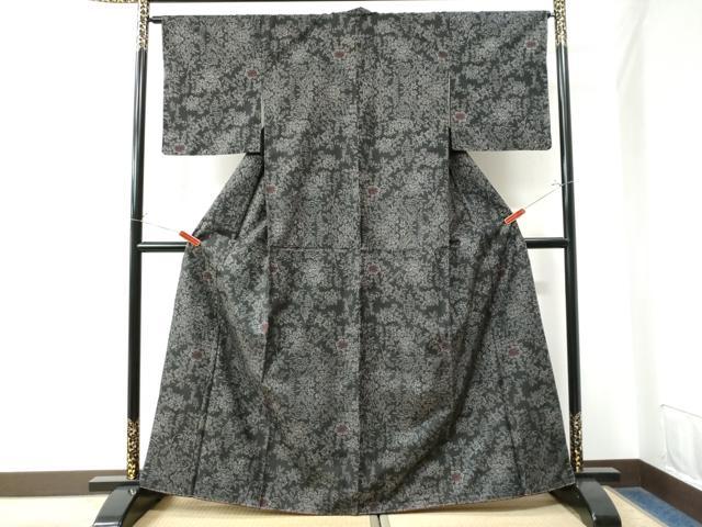 平和屋着物●本場大島紬 7マルキ 草花文 正絹 逸品 未使用 CAAW7631yc