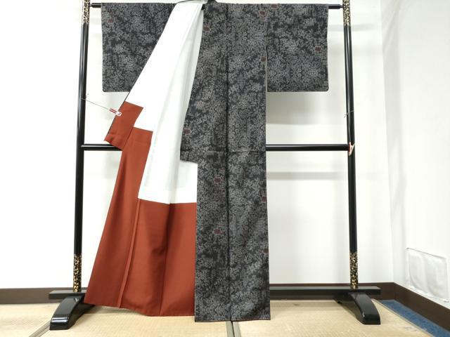 平和屋着物●本場大島紬 7マルキ 草花文 正絹 逸品 未使用 CAAW7631yc