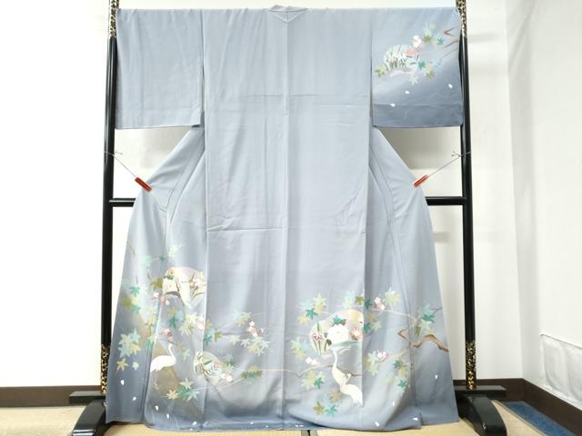 平和屋着物●訪問着 流水鶴枝花文 暈し染め 金彩 正絹 逸品 未使用 CAAW7634yc