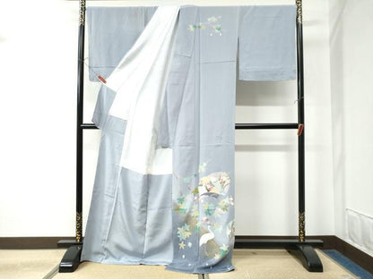 平和屋着物●訪問着 流水鶴枝花文 暈し染め 金彩 正絹 逸品 未使用 CAAW7634yc