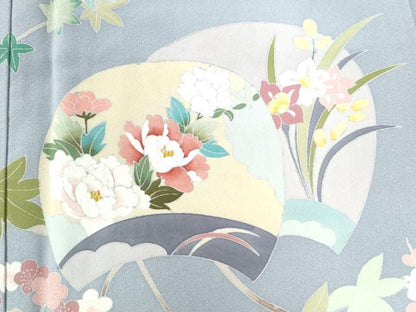 平和屋着物●訪問着 流水鶴枝花文 暈し染め 金彩 正絹 逸品 未使用 CAAW7634yc