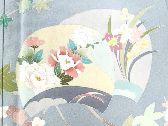 平和屋着物●訪問着 流水鶴枝花文 暈し染め 金彩 正絹 逸品 未使用 CAAW7634yc