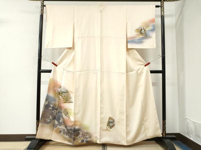 平和屋着物●訪問着 扇面草花文 暈し染め 金彩 正絹 逸品 CAAW7657yc
