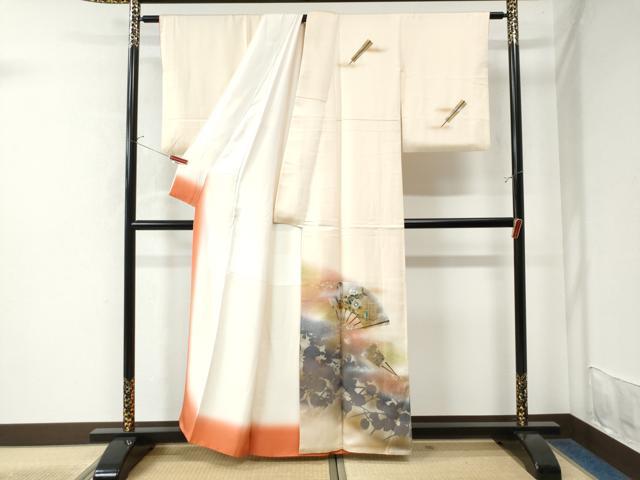 平和屋着物●訪問着 扇面草花文 暈し染め 金彩 正絹 逸品 CAAW7657yc