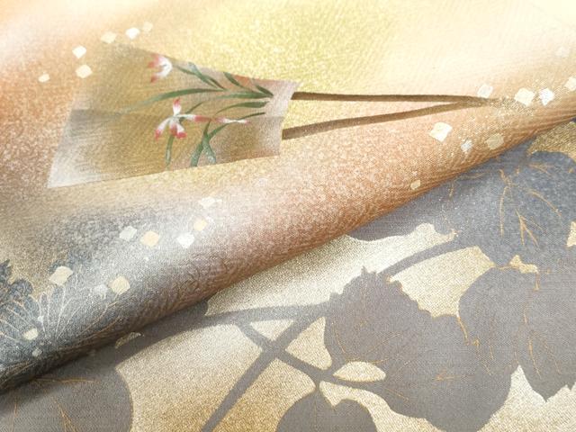 平和屋着物●訪問着 扇面草花文 暈し染め 金彩 正絹 逸品 CAAW7657yc