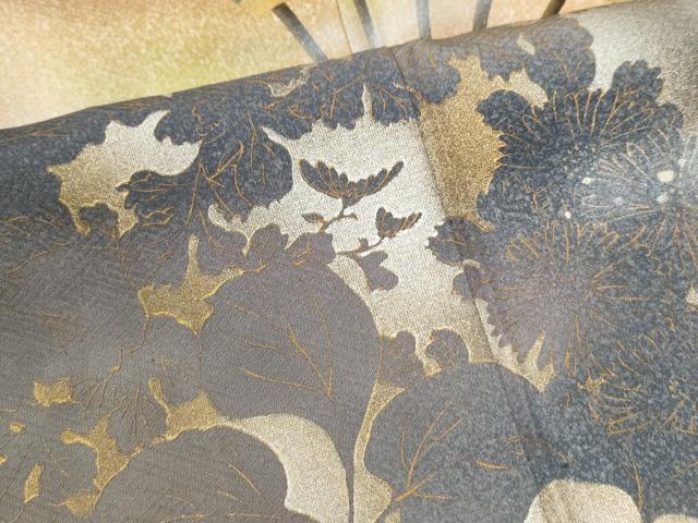 平和屋着物●訪問着 扇面草花文 暈し染め 金彩 正絹 逸品 CAAW7657yc