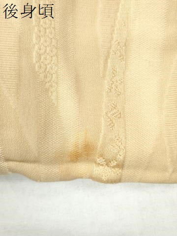 平和屋着物●上質な色無地 よろけ縞舞花地紋 砥粉色 正絹 逸品 CAAW7662yc