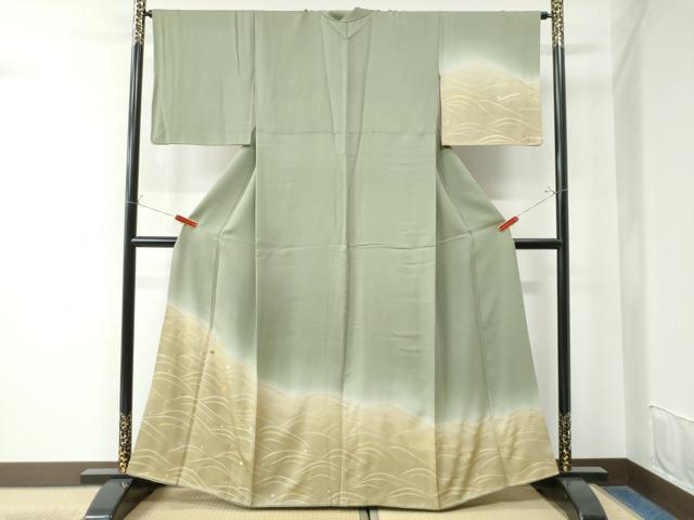 平和屋着物●訪問着 駒刺繍 立波丸文 暈し染め 金彩 正絹 逸品 CAAW7696yc
