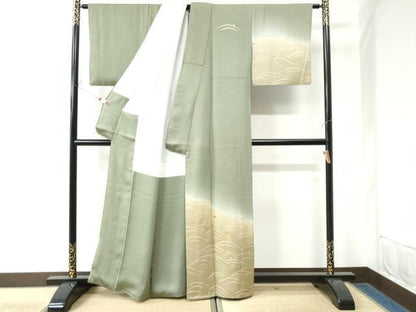 平和屋着物●訪問着 駒刺繍 立波丸文 暈し染め 金彩 正絹 逸品 CAAW7696yc