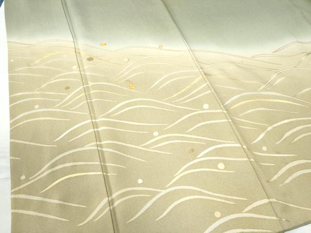 平和屋着物●訪問着 駒刺繍 立波丸文 暈し染め 金彩 正絹 逸品 CAAW7696yc