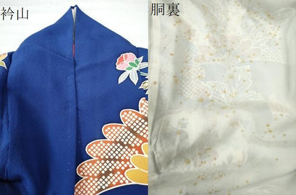 平和屋着物●豪華振袖　紅型　飛鶴雪輪風景毬裏菊花唐草文　正絹　逸品　CAAW7701yc