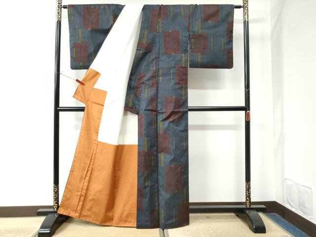 平和屋着物●本場大島紬　7マルキ　色紙吉祥文　正絹　逸品　CAAW7703yc