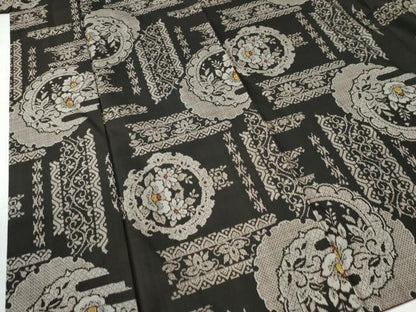 平和屋着物●本場大島紬　割り込み絣　雪輪短冊花唐草文　正絹　逸品　CAAW7712yc