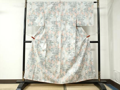 平和屋着物●本場大島紬　白大島　7マルキ　枝花文　正絹　逸品　未使用　CAAW7719yc