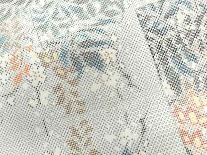平和屋着物●本場大島紬　白大島　7マルキ　枝花文　正絹　逸品　未使用　CAAW7719yc