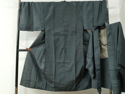 平和屋着物●男性 お召 アンサンブル 亀甲柄 キングサイズ 正絹 逸品 CAAW7742yc
