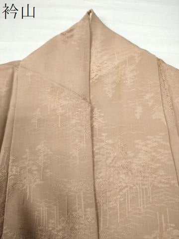 平和屋着物●上質な色無地 樹林地紋 水柿色 正絹 逸品 CAAW7756yc