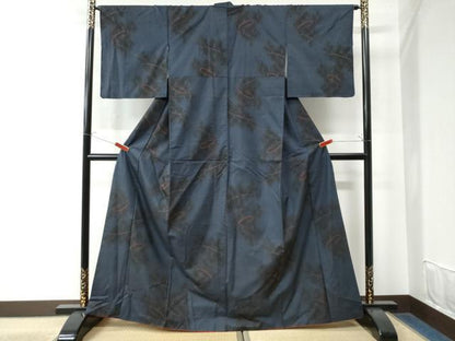 平和屋着物●本場大島紬　7マルキ　麻の葉吉祥文　正絹　逸品　CAAW7763yc