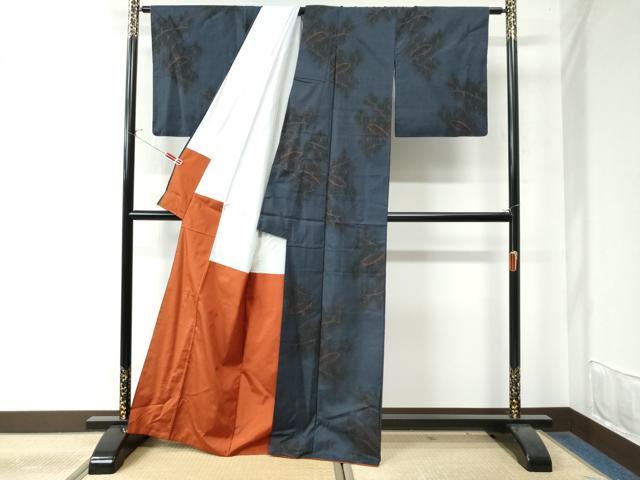 平和屋着物●本場大島紬　7マルキ　麻の葉吉祥文　正絹　逸品　CAAW7763yc