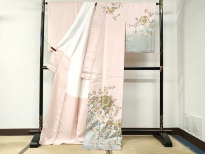 平和屋着物●訪問着　更紗花唐草文　暈し染め　金銀彩　正絹　逸品　CAAW7791yc