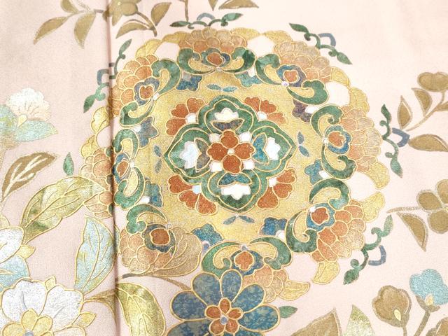 平和屋着物●訪問着　更紗花唐草文　暈し染め　金銀彩　正絹　逸品　CAAW7791yc