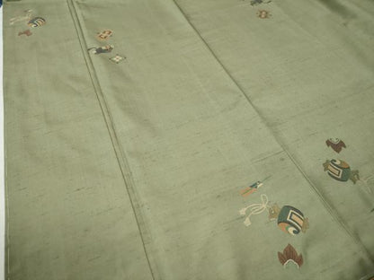 平和屋着物●京の名門・菱屋六右ェ門 紬 打ち出の小槌 扇 正絹 逸品 未使用 CAAW7792yc