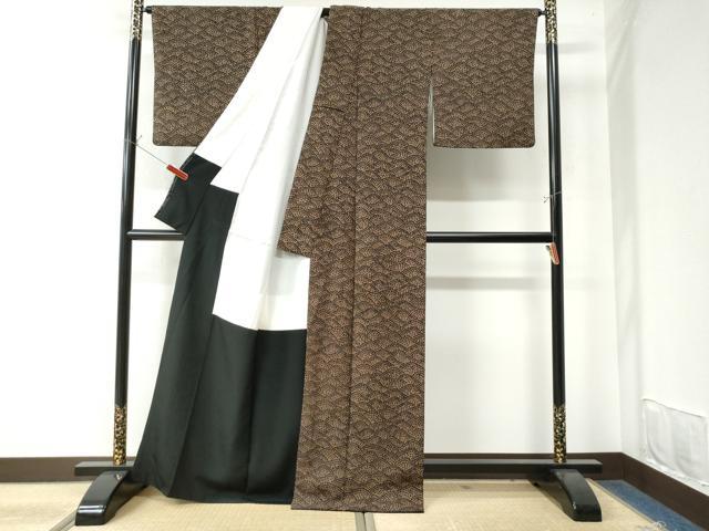 平和屋着物●ファッションデザイナー 花井幸子　小紋　立波花文　正絹　逸品　CAAW7801yc