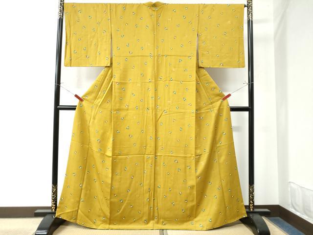 平和屋着物●上質な小紋 草花文 金彩 正絹 逸品 CAAW7823yc
