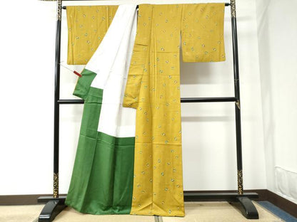 平和屋着物●上質な小紋 草花文 金彩 正絹 逸品 CAAW7823yc