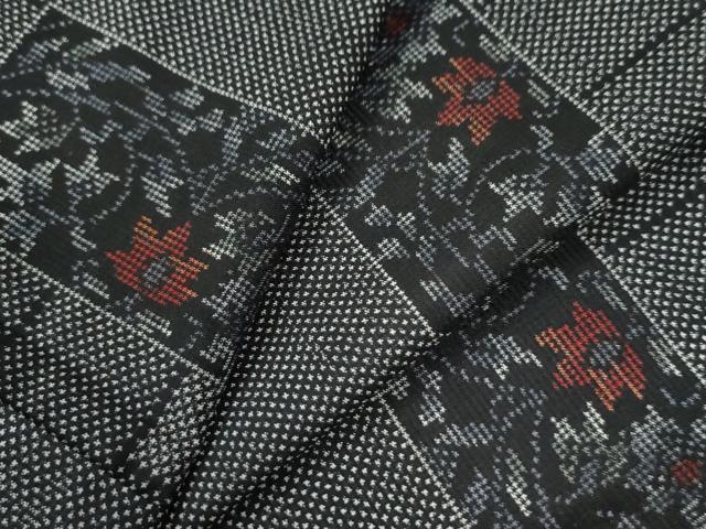 平和屋着物●本場大島紬 7マルキ 短冊重ね花唐草文 正絹 逸品 未使用 CAAW7829yc