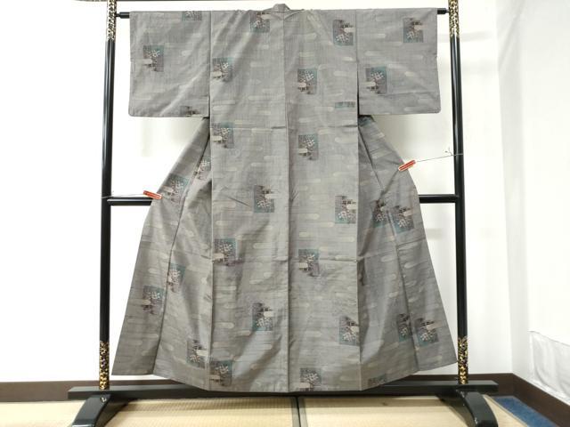 平和屋着物●本場大島紬 9マルキ エ霞色紙吉祥花文 正絹 逸品 CAAW7875yc