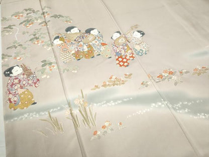 平和屋着物●豪華色留袖　童子遊び　琵琶　暈し染め　金彩　正絹　逸品　CAAW7890yc