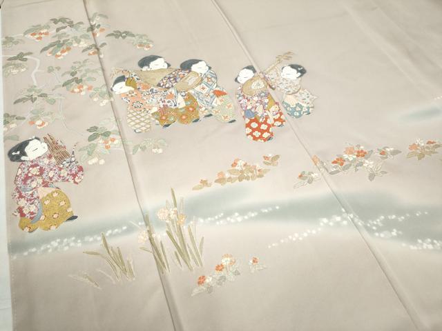 平和屋着物●豪華色留袖　童子遊び　琵琶　暈し染め　金彩　正絹　逸品　CAAW7890yc