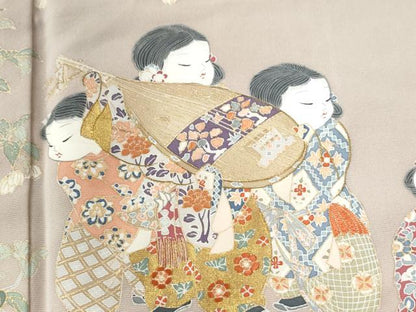 平和屋着物●豪華色留袖　童子遊び　琵琶　暈し染め　金彩　正絹　逸品　CAAW7890yc