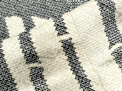 平和屋着物●訪問着 総刺繍 総絞り 竹並び枝花文 黒地 金糸 正絹 逸品 未使用 CAAW7891yc